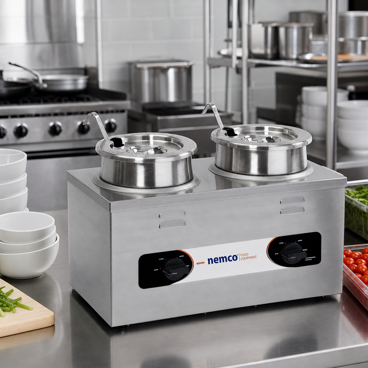 Product image #2 for Nemco 6120A-220 Twin Well Wet Countertop Food Warmer, 4 Qt, 220V