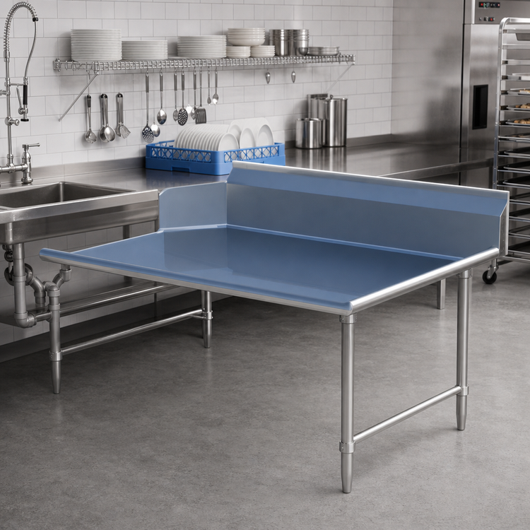 Product image #2 for Sapphire Manufacturing SMCDT-96R 96-Inch Straight Clean Dish Table with 10-1/2-Inch Backsplash