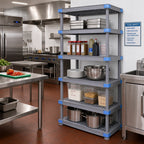 Thumbnail image #2 for Quantum Millenia QP243086VS-5 30 x 24 x 86 in Gray Polymer Stationary Starter Shelving Unit with 5 Open Grid Shelves
