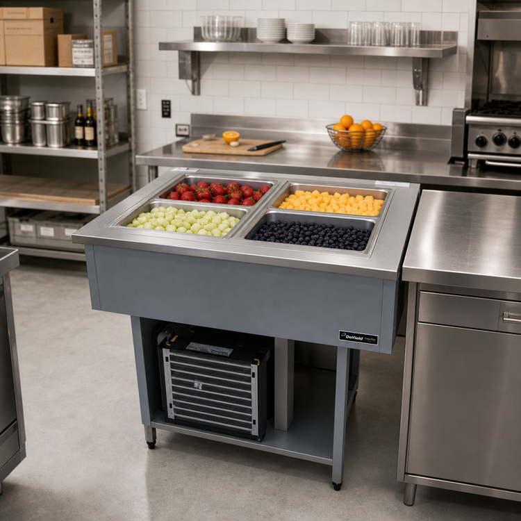 Product image #2 for Delfield LiquiTec 4-Pan Drop-In Cold Food Well with Self-Contained Eutectic Refrigeration, 58.88 Inches Wide