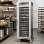 Thumbnail image #2 for Metro C5 C569-SFC-U Full-Height Mobile Heated Holding Cabinet, Clear Glass Doors, Universal Wire Slides, 34 Hotel/18 Sheet Pan Capacity