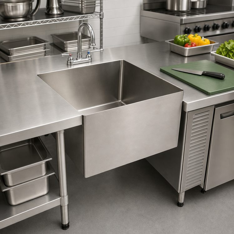 Product image #2 for Eagle Group Seamless Welded-In Fabricated Straight Wall Sink, 1 Compartment, 24 x 24 x 14 Inch, 14-Gauge Stainless Steel