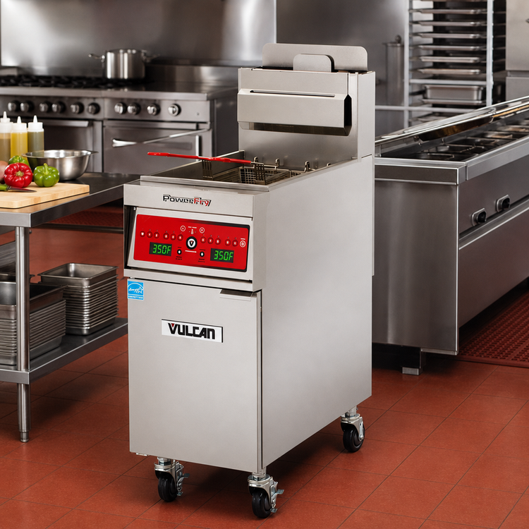 Product image #3 for Vulcan PowerFry5 Gas Floor Fryer with Programmable Computer Controls and KleenScreen PLUS Filtration, 45-50 lb Capacity, 15-1/2 Inch Wide