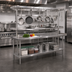 Thumbnail image #2 for Advance Tabco 144-Inch Table-Mounted Circular Stainless Steel Pot Rack with 18 Hooks and Utensil Rack