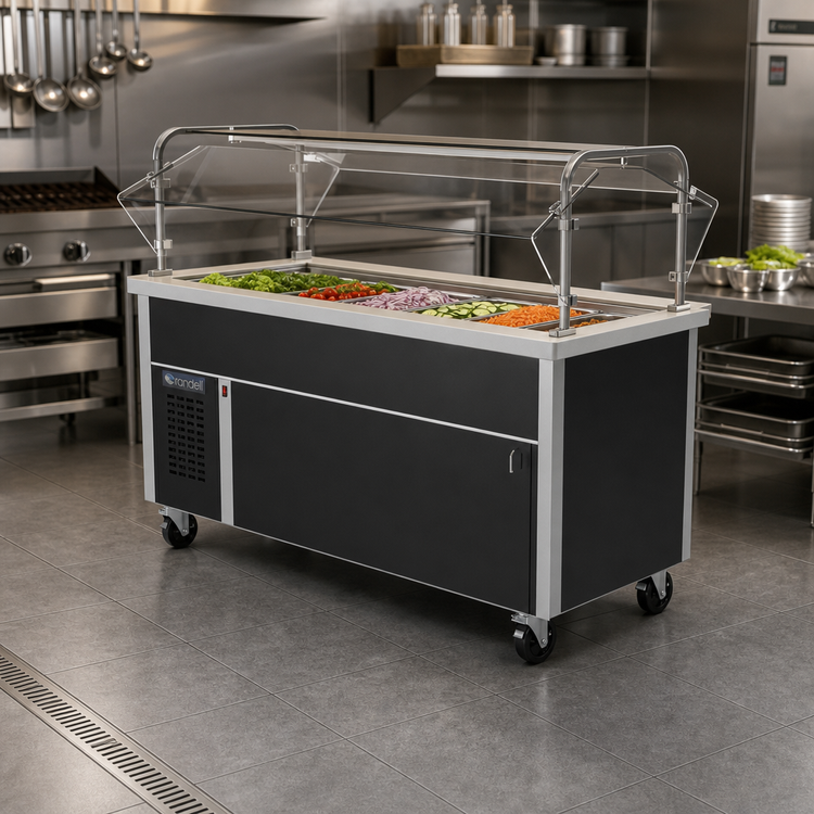 Product image #2 for Randell Mobile Self-Contained Refrigerated Cold Food Table, 48 x 30 Inch, 3 x 12 x 20 Pan Capacity, Enclosed Base