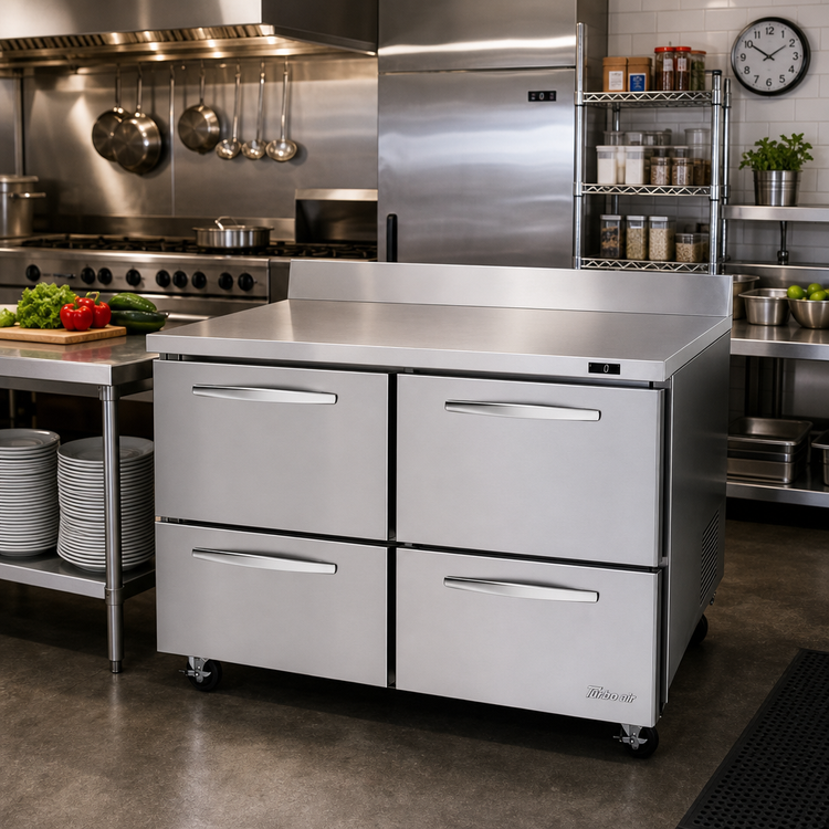 Product image #2 for Turbo Air PRO Series 48-Inch Two-Section 4-Drawer Worktop Freezer