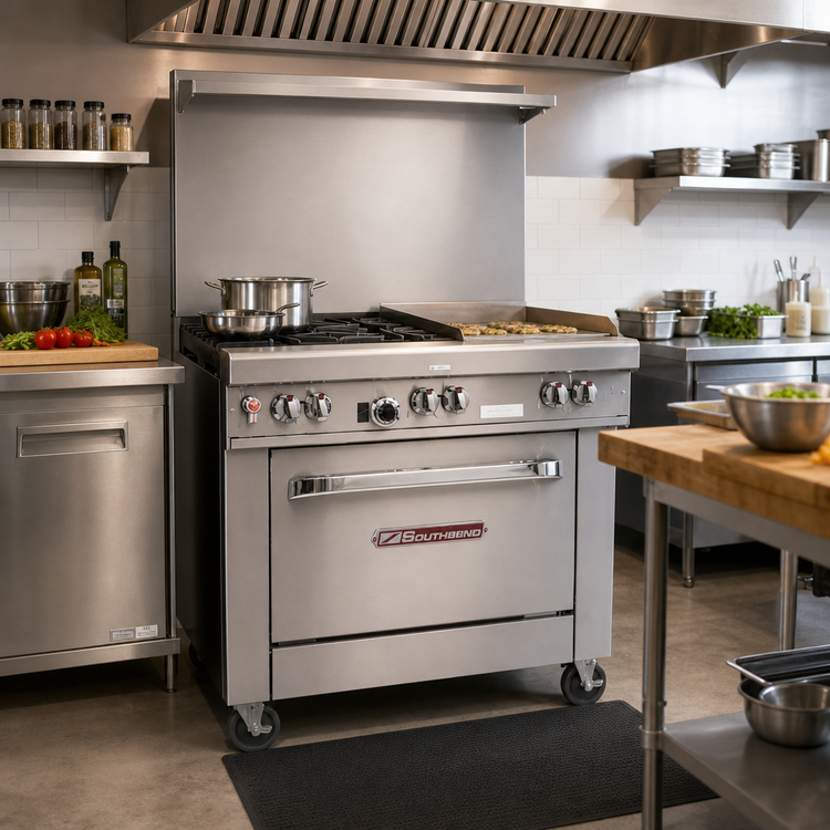 Product image #2 for Southbend Ultimate 36-Inch Gas Restaurant Range with 2 Open Burners, 24-Inch Thermostatic Griddle, and Standard Oven