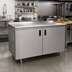 Thumbnail image #2 for Advance Tabco 108 x 36 Inch Enclosed Work Table with Cabinet Base, Hinged Doors, and 14 Gauge 304 Stainless Steel Top