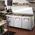 Thumbnail image #2 for True Refrigerated Mega Top Sandwich/Salad Prep Table with Flat Glass Lid, 72-Inch, 3 Solid Doors, 30-Pan Capacity