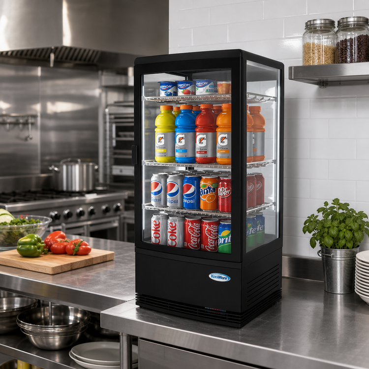 Product image #2 for KoolMore 16-3/4-Inch Countertop Refrigerated Display Case, 3 Cu. Ft., Self-Service, Black