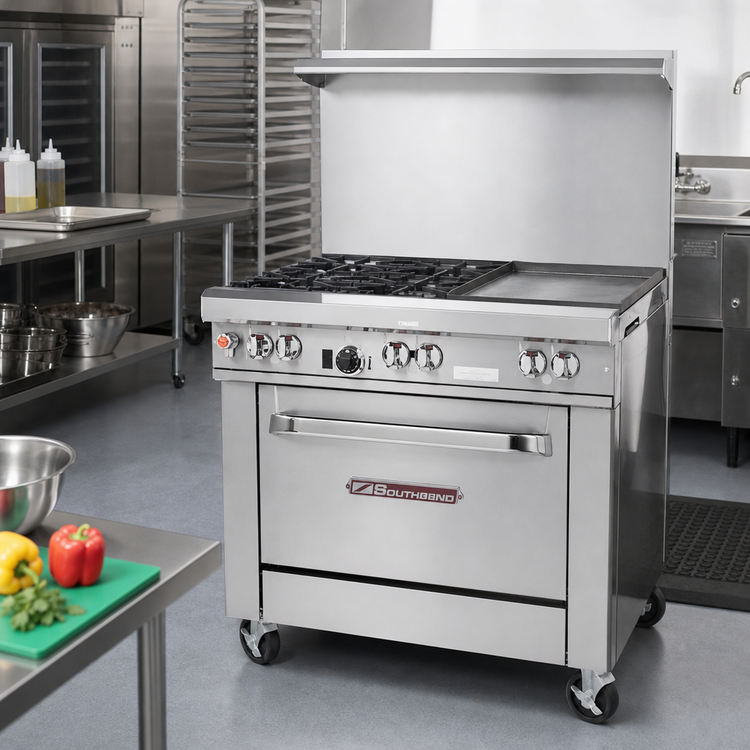 Product image #2 for Southbend Ultimate 36-Inch Commercial Gas Restaurant Range with 2 Star/Sauté Burners and 24-Inch Thermostatic Griddle, Cabinet Base