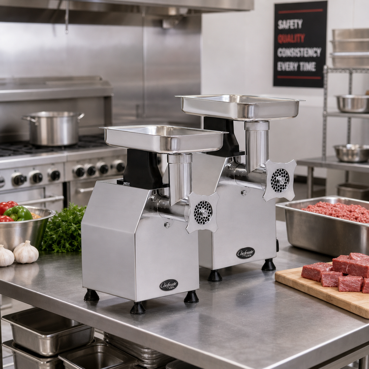 Product image #2 for Chefmate #12 Stainless Steel Bench Meat Chopper, 250 lb. per Hour, 1 HP, 115V
