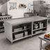 Thumbnail image #2 for John Boos 132-Inch x 30-Inch Open Front Cabinet Base Work Table, 14-Gauge Stainless Steel Top, 1-1/2-Inch Rear Riser