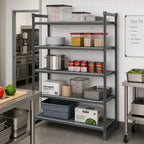 Thumbnail image #2 for Cambro Camshelving® Basics Plus CBU184264V5580 5-Tier Vented Stationary Polymer Shelving Starter Unit, 18 x 42 x 64 Inches, Brushed Graphite