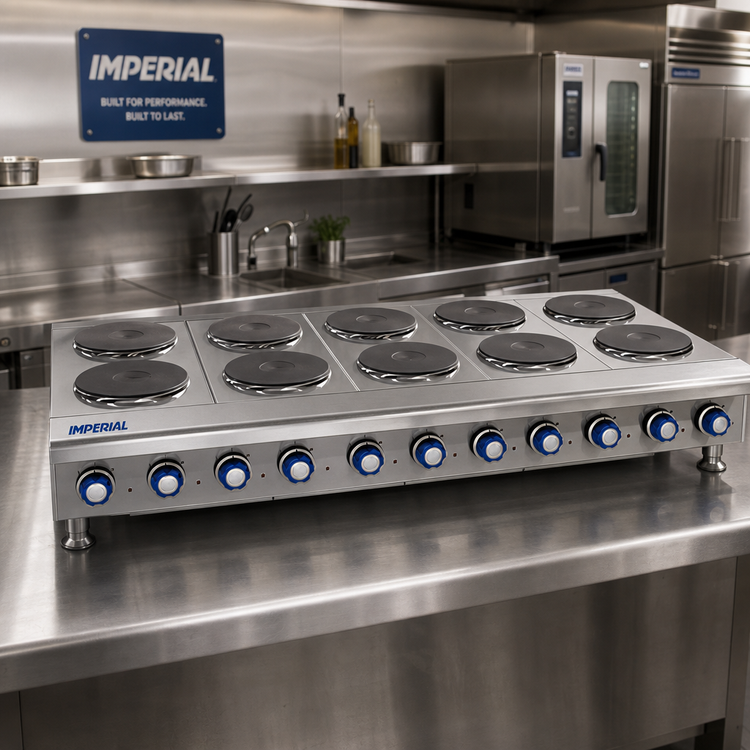 Product image #2 for Imperial 60-Inch Electric Countertop Hot Plate with 10 Round Plate Elements and Solid Top