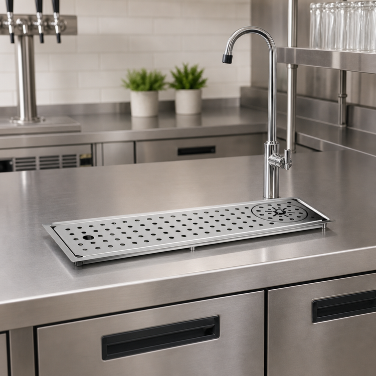 Product image #2 for Glastender DI-RF24 24-Inch Drop-In Stainless Steel Rinser Faucet Drain Tray