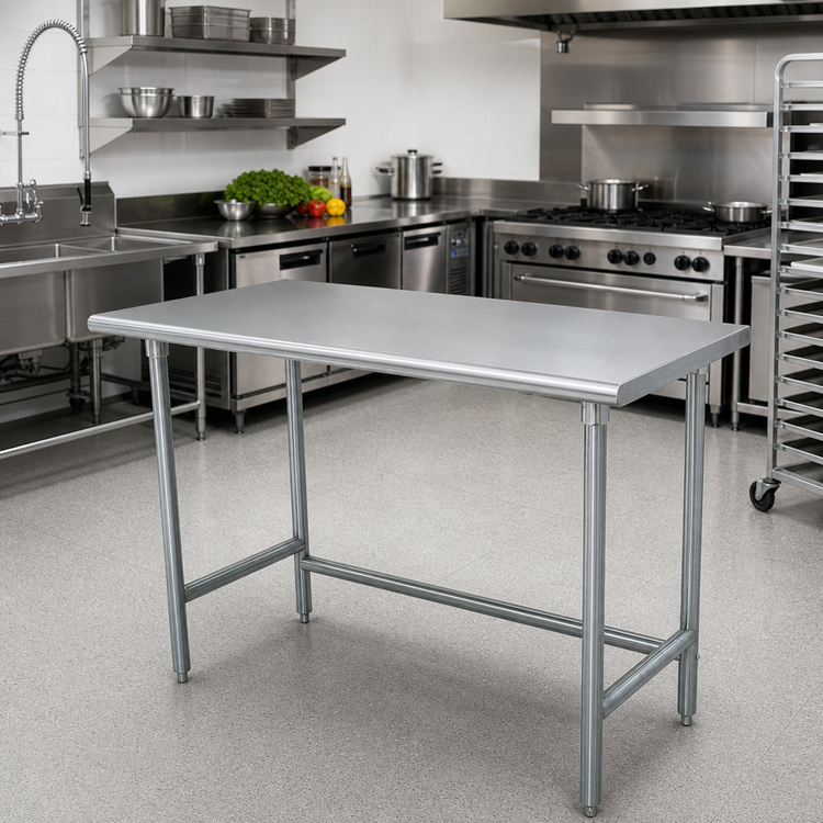 Product image #2 for Advance Tabco Special Value Series 72-Inch x 36-Inch Flat Top Stainless Steel Work Table with Open Base