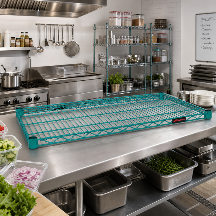 Product image #2 for EagleGard 48" x 30" QuadTruss Wire Shelf, Blue Green Hybrid Epoxy