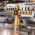 Thumbnail image #2 for Glastender Vienna 8-Faucet Air-Cooled Draft Dispensing Tower with Surface-Mount Drain Pan, Polished Brass