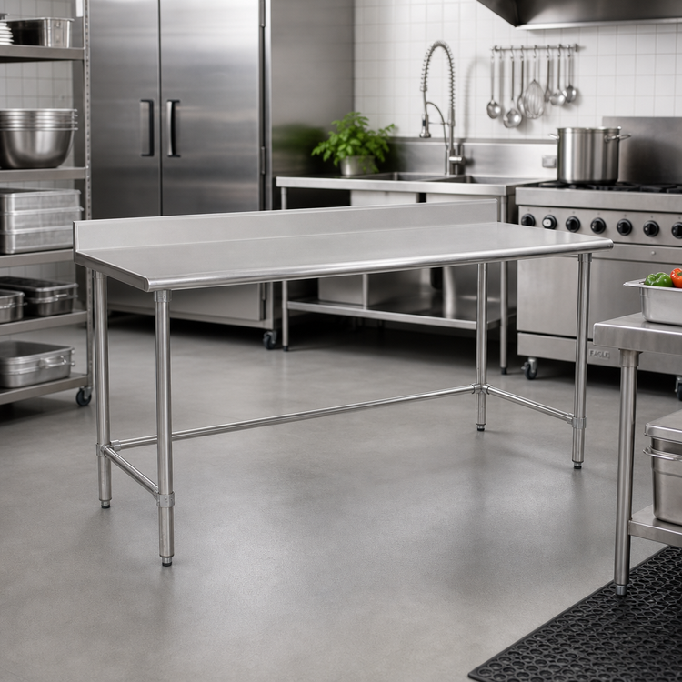 Product image #2 for Eagle Group BlendPort Budget Series 430 Stainless Steel Work Table with 4-1/2-Inch Backsplash, 72 x 30 Inches