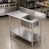 Thumbnail image #2 for Sapphire Manufacturing 60-Inch x 24-Inch Stainless Steel Prep Sink Work Table with Right-Side Sink Bowl and Undershelf