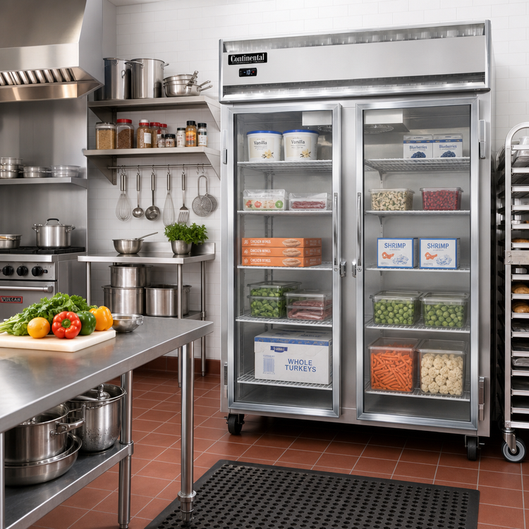 Product image #2 for Continental Refrigerator 2FENSSGD Extra-Wide Two-Section Reach-in Freezer with Full-Height Glass Doors, 50 cu. ft.