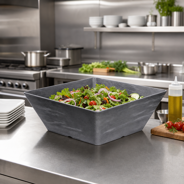 Product image #2 for American Metalcraft 125 oz Square Melamine Serving Bowl with Faux Slate Finish