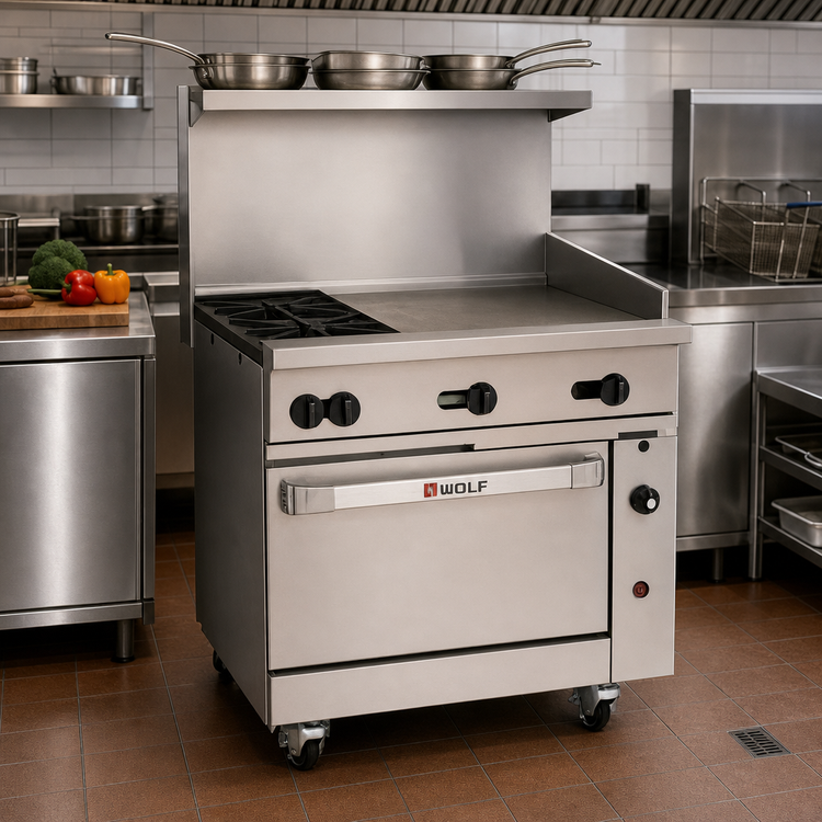 Product image #2 for Wolf Challenger XL C36C-2B24GT 36" Gas Restaurant Range with Convection Oven and 24" Thermostatic Griddle