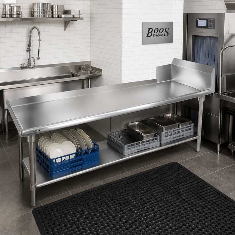 Product image #2 for John Boos Pro-Bowl 144-Inch Straight Clean Dishtable, 16-Gauge 300 Series Stainless Steel, Left-to-Right Operation
