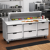 Thumbnail image #3 for Beverage-Air Three-Section Sandwich Top Refrigerated Prep Table with 6 Drawers and 12-Pan Rail, 72 Inch