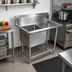 Thumbnail image #2 for John Boos Pro-Bowl 1-Compartment Sink with Right Drainboard and 10-Inch Boxed Backsplash, 14-Gauge Stainless Steel, 40-3/16 x 23-1/2 x 44-1/16 Inches