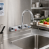 Thumbnail image #2 for BK Resources OptiFlow 8-Inch Center Splash-Mount Heavy Duty Solid Body Faucet with 5-Inch Gooseneck Spout