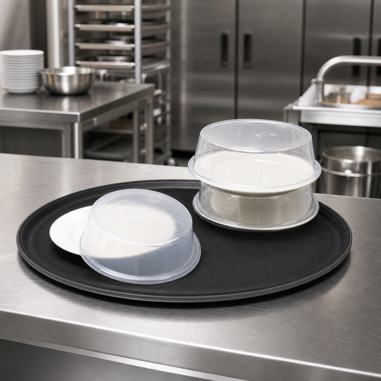 Product image #2 for Vollrath Safe-Stack Clear Polycarbonate Round Plate Cover for 9-5/8 Inch to 9-7/8 Inch Plates