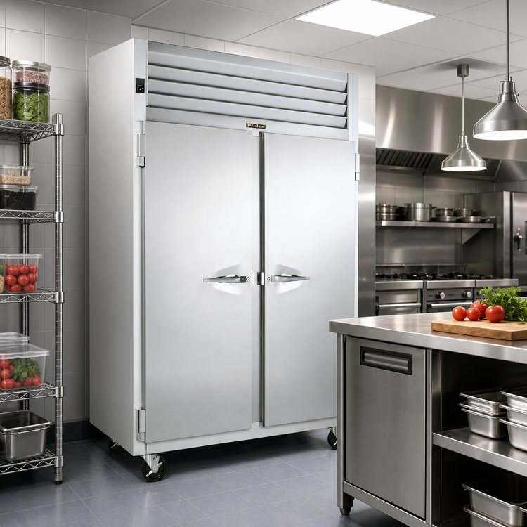 Product image #2 for Traulsen Spec-Line 58-Inch Wide Two-Section Self-Contained Reach-In Freezer with Half-Height Solid Doors