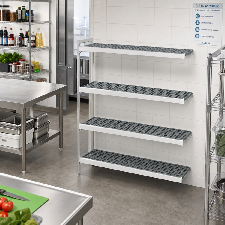 Product image #2 for Fermostock Modular 4-Tier Polymer Shelving Expansion Kit, 42"W x 18"D x 66"H