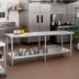 Thumbnail image #2 for Eagle Group Deluxe Series Stainless Steel Top Work Table with Adjustable Galvanized Undershelf, 120 x 30 Inches