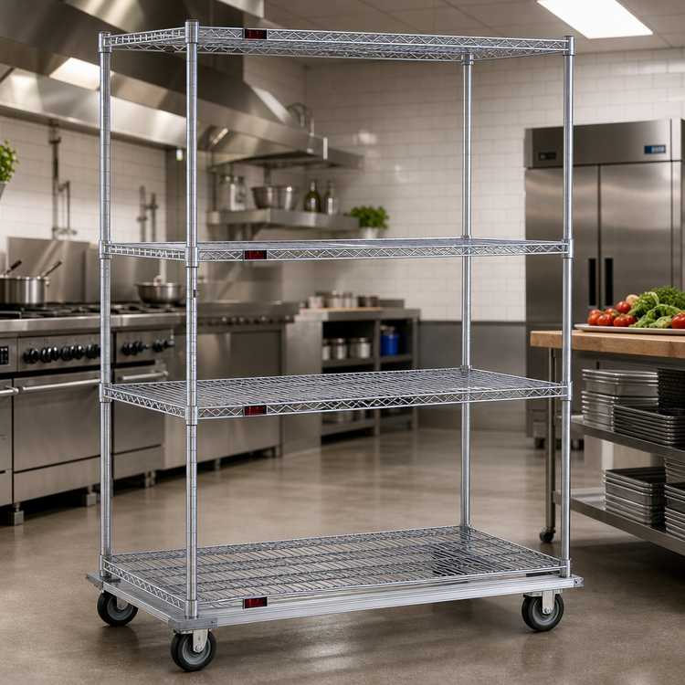 Product image #2 for EAGLEbrite 4-Tier Wire Shelving Dolly Truck with Aluminum Dolly and 5-Inch Poly Casters