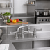 Thumbnail image #2 for Equip 8-Inch Deck Mount Low-Lead Mixing Faucet with 8-Inch Swing/Swivel Nozzle and Wrist Handles