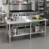 Thumbnail image #2 for Sapphire 84-Inch x 30-Inch Stainless Steel Work Table with 5-Inch Backsplash, Beveled Square Edge and Adjustable Undershelf