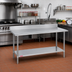 Thumbnail image #2 for Duke Deluxe 16 Gauge Stainless Steel Work Table with 4.59-Inch Riser and Galvanized Undershelf, 60 x 30 x 36 Inches
