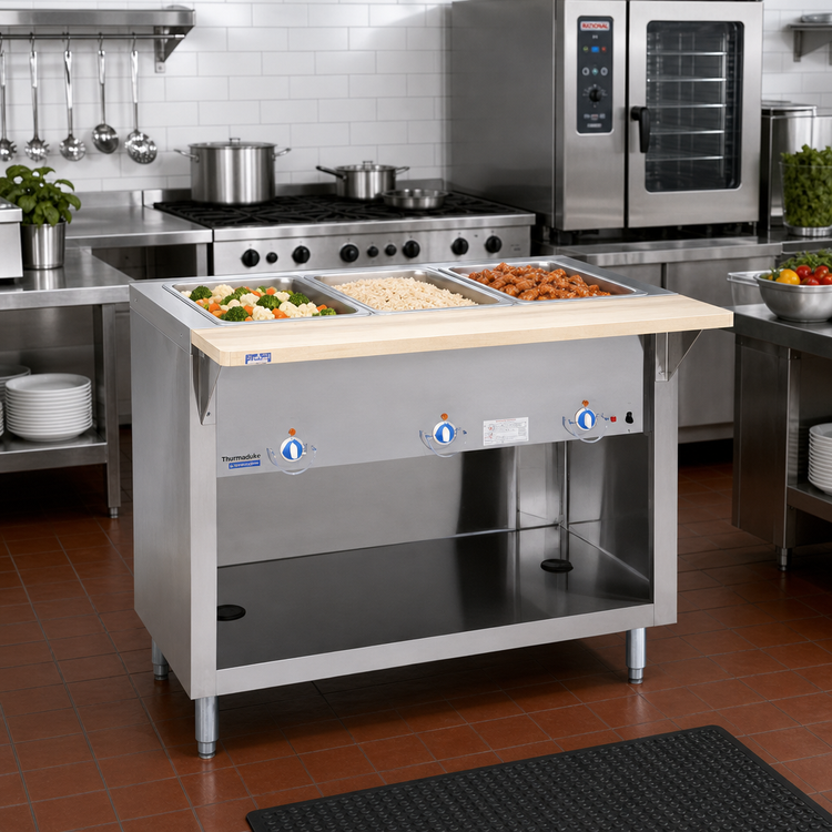 Product image #2 for Thurmaduke E-3-CBSS 46" 3-Pan Electric Hot Food Steamtable Unit