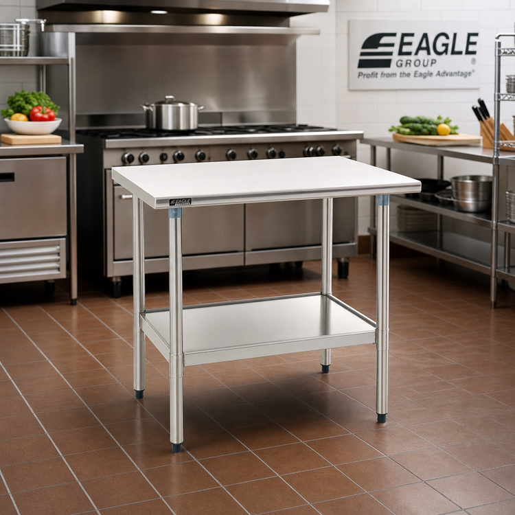 Product image #2 for Eagle Group Deluxe Series Stainless Steel Work Table with Adjustable Undershelf, 48 x 24 Inch