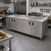 Thumbnail image #2 for Advance Tabco 144-Inch x 24-Inch Enclosed Work Table with Cabinet Base, Mid-Shelf, Hinged Doors, and 1-1/2-Inch Rear Up-Turn