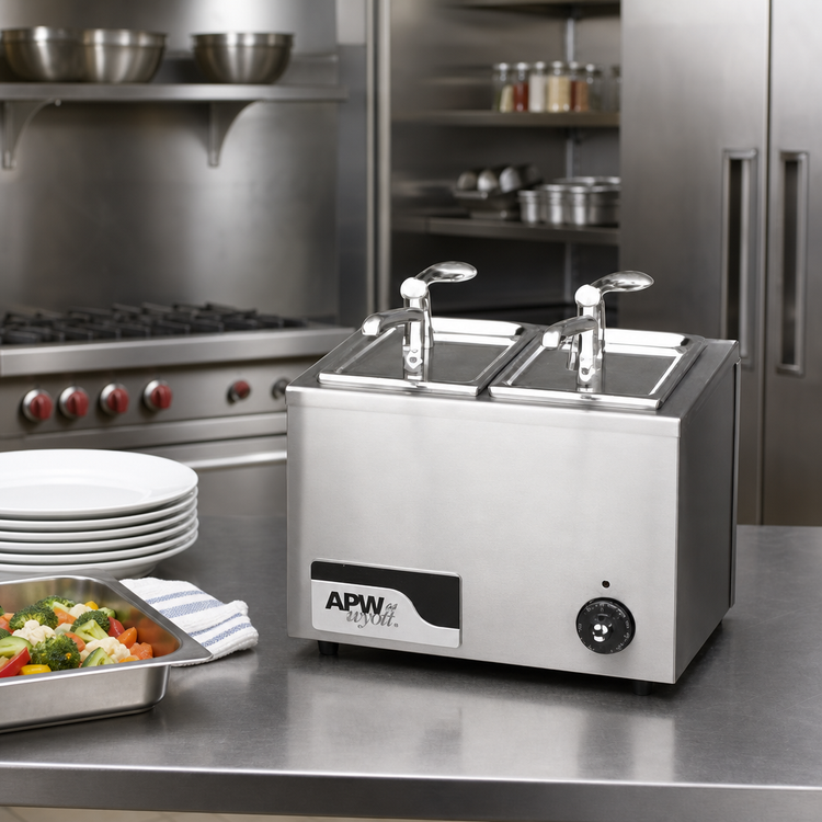 Product image #2 for APW Wyott W-9 Insulated Countertop Fractional Food Pan Warmer, 7 Quart, Wet/Dry