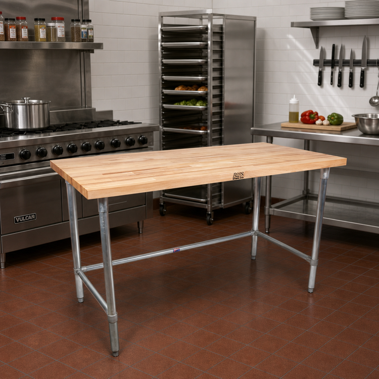 Product image #2 for John Boos SNB13 36 x 36 Inch Northern Hard Rock Maple Wood Top Work Table with Stainless Steel Base