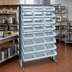Thumbnail image #2 for Quantum 24 x 36 x 60-Inch Sloped Double-Sided Pick Rack with 16 Shelves and 48 Clear Bins