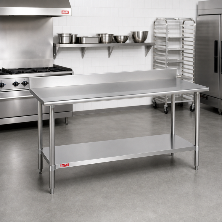 Product image #2 for Duke Standard 416 Series Stainless Steel Work Table, 72" L x 30" W, 5" Riser, Stainless Undershelf and Posts