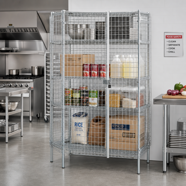 Product image #2 for Metro Super Erecta Stationary Chrome-Plated Wire Security Cage Unit, No Intermediate Shelves, 38-1/2 W x 27-1/4 D x 66-13/16 H