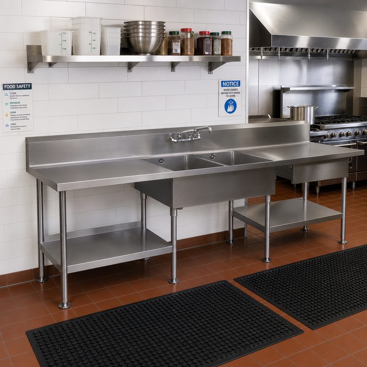Product image #2 for Spec-Master SMPT30108 Marine Prep Table with Two Sinks, 108"W x 30"D