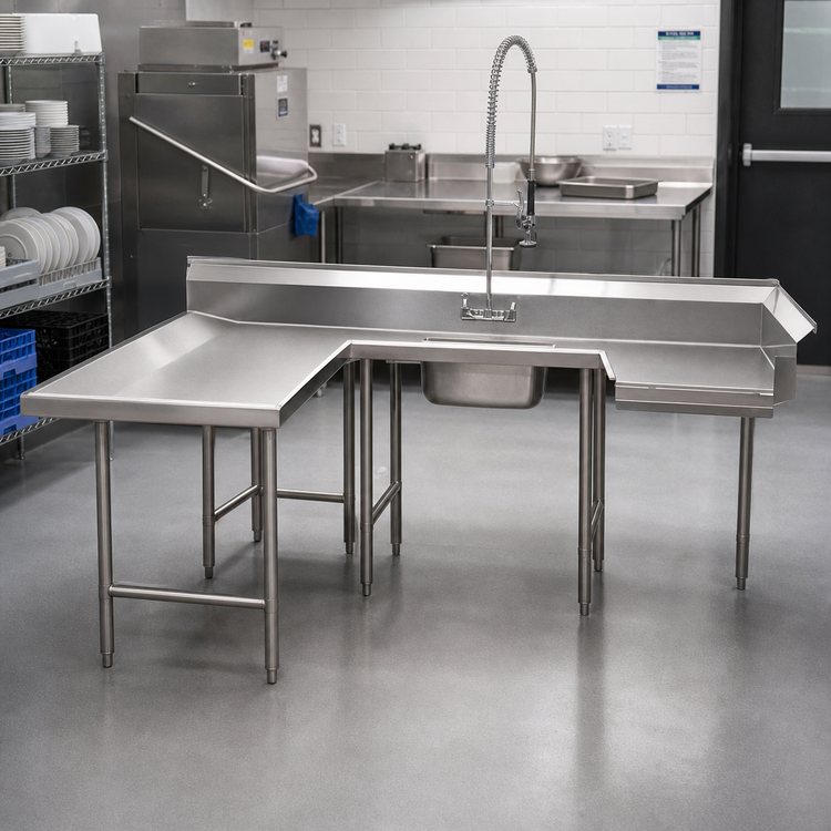 Product image #2 for Advance Tabco Left-Hand U-Shaped Soiled Dish Table with Pre-Rinse Sink and Landing